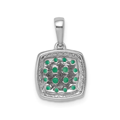 14k white gold real diamond and 50 emerald square halo pendant pm5259 em 013 wa