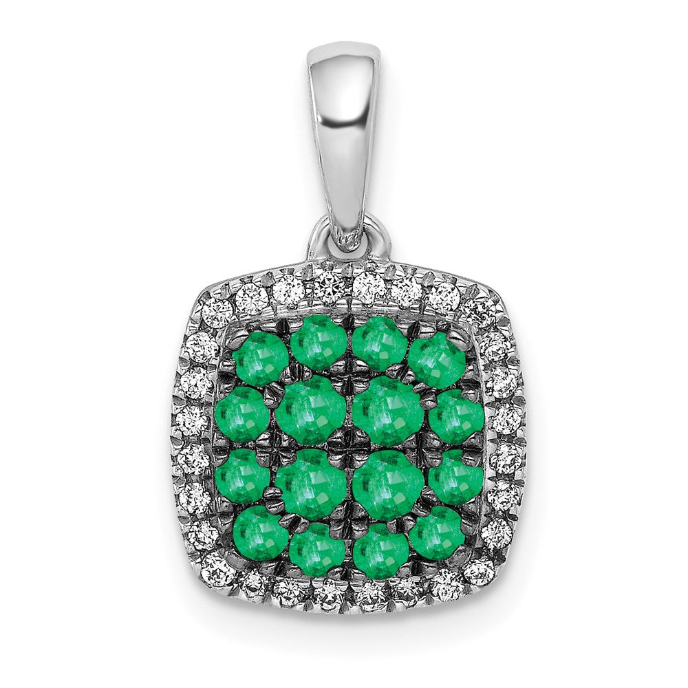 14k white gold real diamond and 50 emerald square halo pendant pm5259 em 013 wa