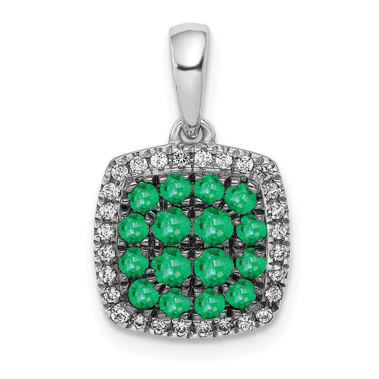 14k white gold real diamond and 50 emerald square halo pendant pm5259 em 013 wa