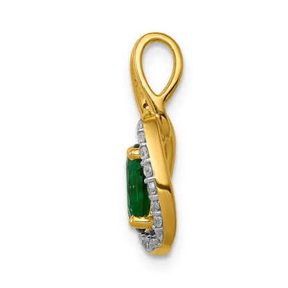 14k yellow gold real diamond and oval emerald pendant pm5261 em 013 ya