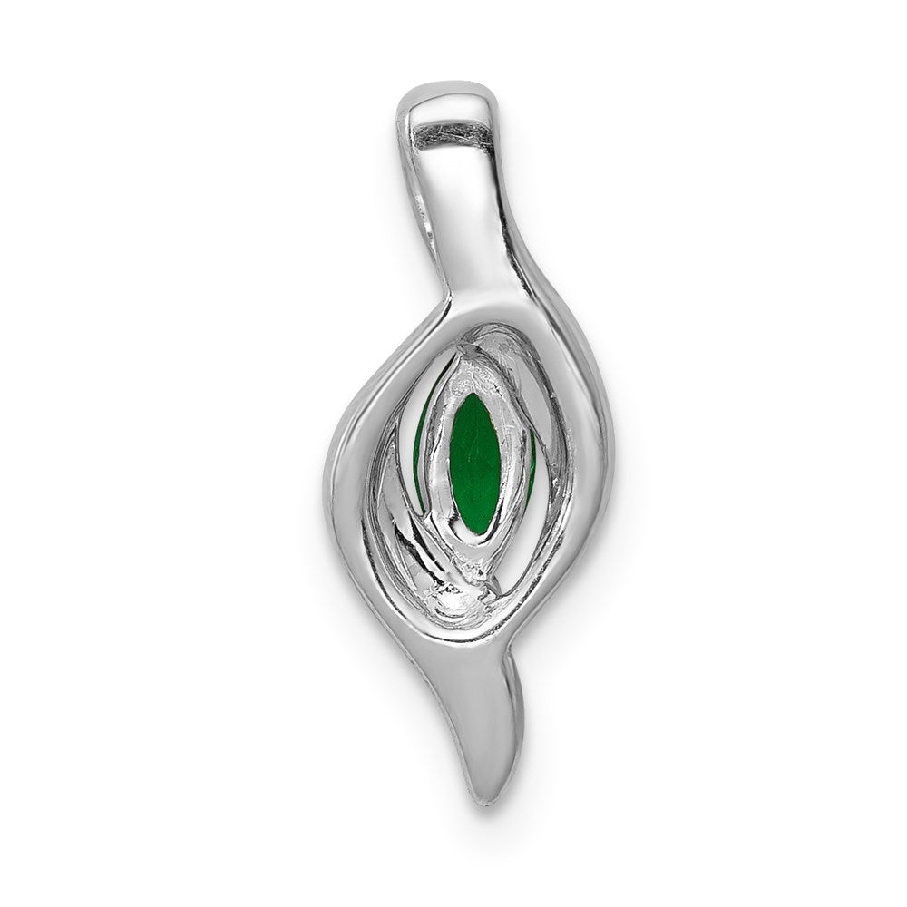 14k white gold real diamond and marquise emerald pendant pm5265 em 004 wa
