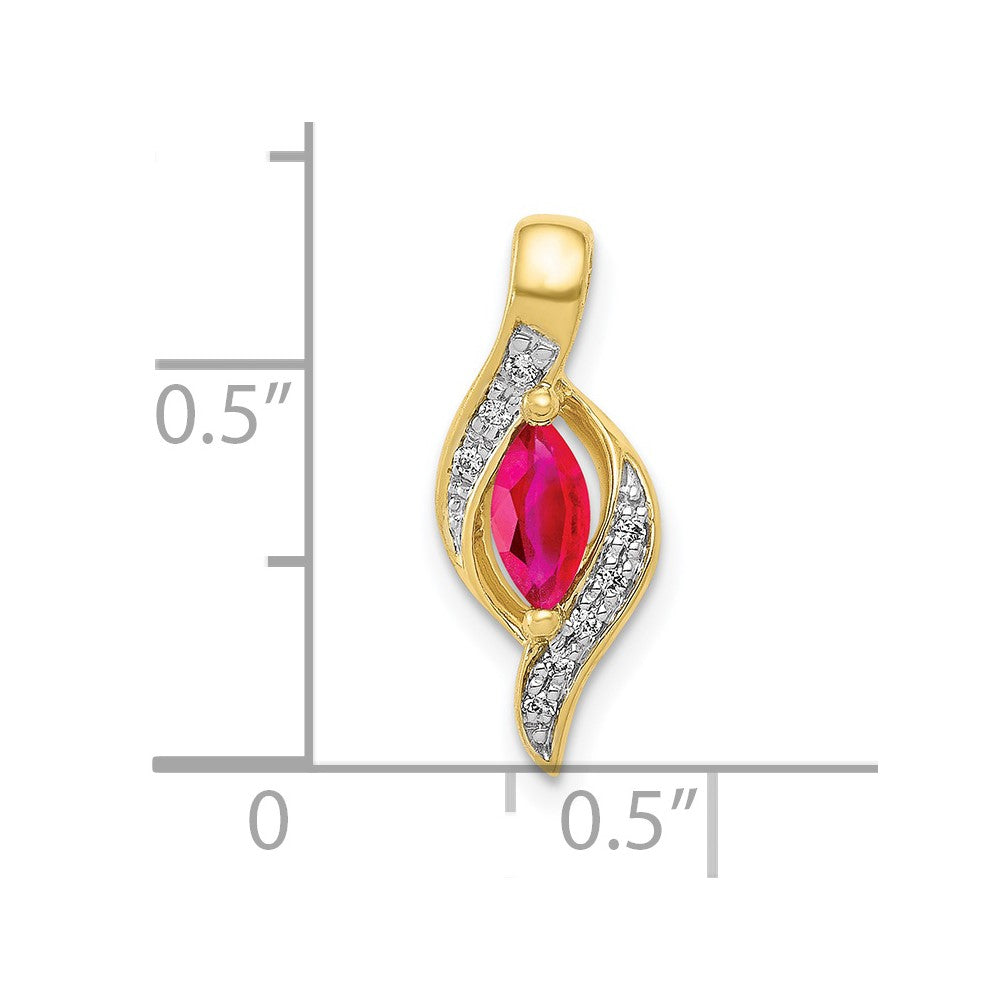 10k yellow gold real diamond and marquise 25 ruby pendant pm5265 ru 004 1ya
