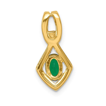 14k yellow gold fancy real diamond and oval emerald pendant pm5266 em 010 ya