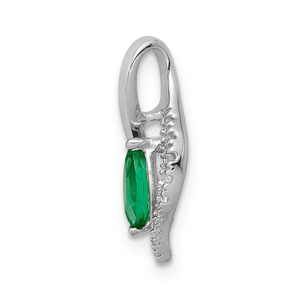 14k white gold real diamond and marquise emerald pendant pm5267 em 005 wa