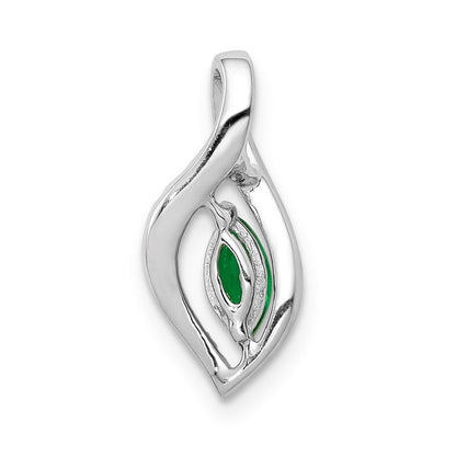 14k white gold real diamond and marquise emerald pendant pm5267 em 005 wa