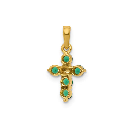 14k yellow gold emerald and real diamond cross pendant pm5269 em 003 ya