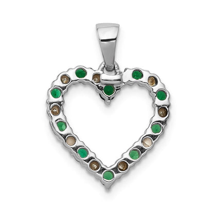 14k white gold real diamond and emerald heart pendant pm5270 em 003 wa