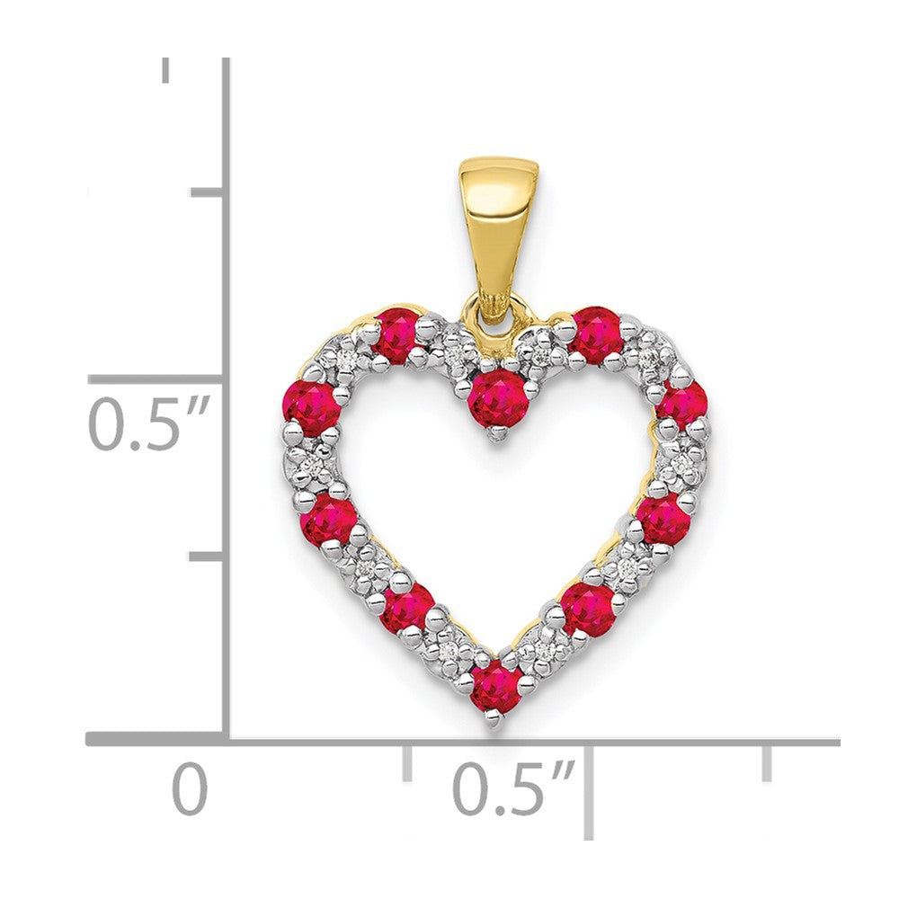 10k yellow gold real diamond and 35 ruby heart pendant pm5270 ru 003 1ya