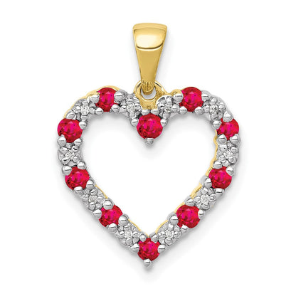 10k yellow gold real diamond and 35 ruby heart pendant pm5270 ru 003 1ya