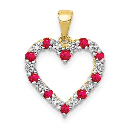10k yellow gold real diamond and 35 ruby heart pendant pm5270 ru 003 1ya