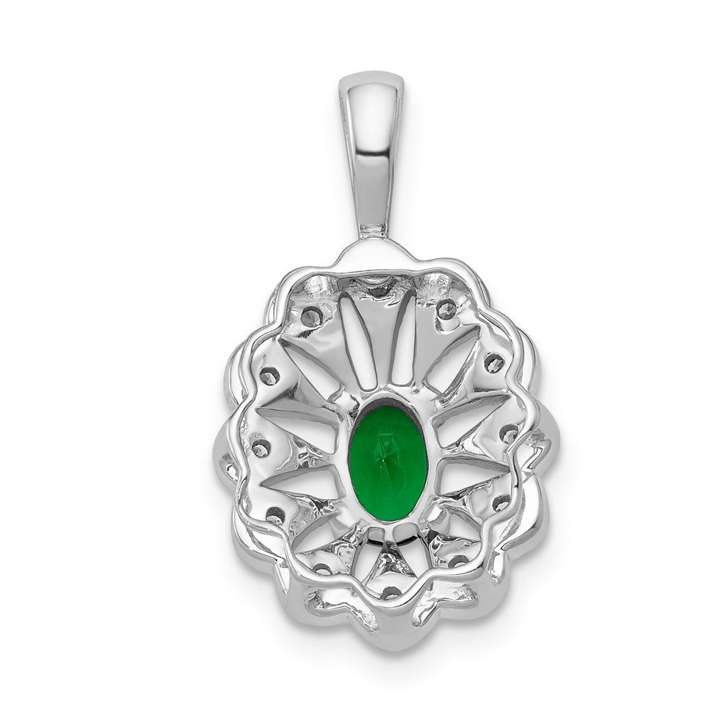 14k white gold fancy real diamond and oval emerald pendant pm5279 em 016 wa