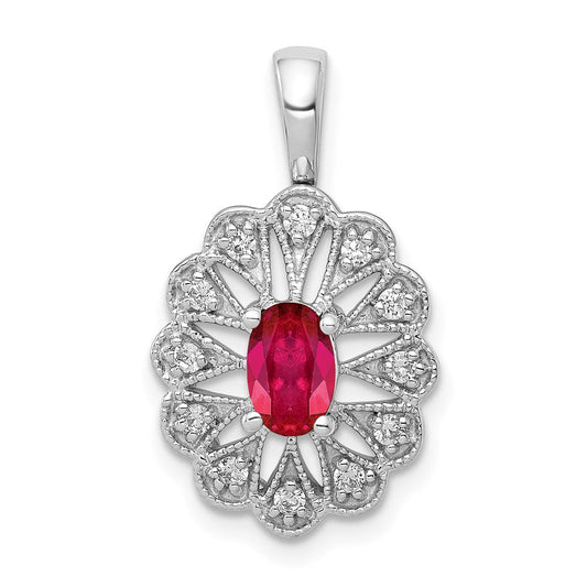 14k white gold 1 6ct real diamond and 70 ruby fancy pendant pm5279 ru 016 wa