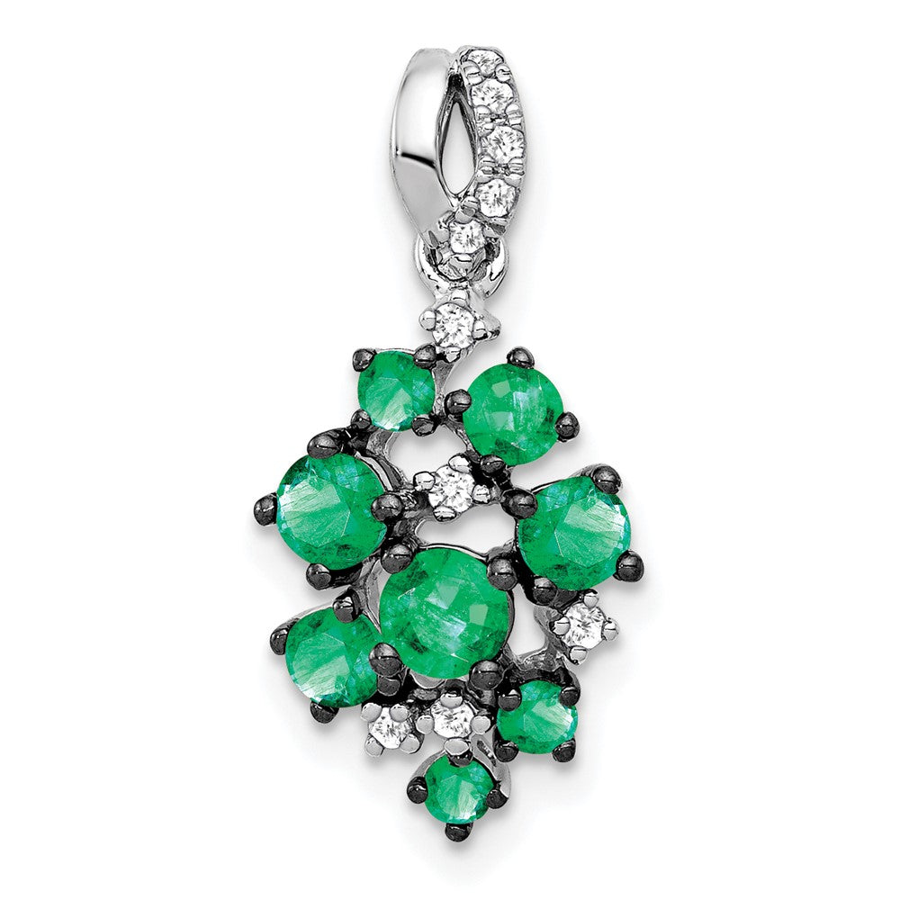 14k white gold 1 15ct real diamond and 97 emerald cluster pendant pm5280 em 007 wa