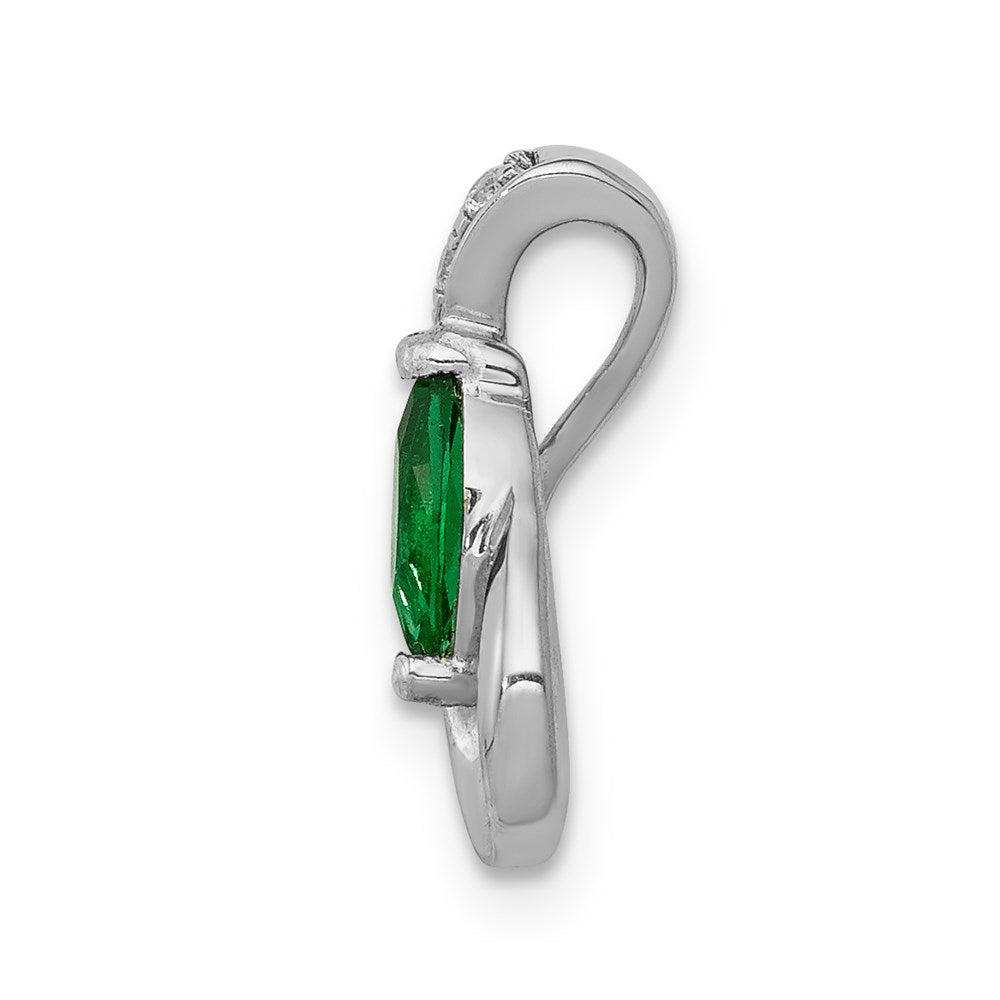 14k white gold teardrop real diamond and emerald pendant pm5282 em 005 wa