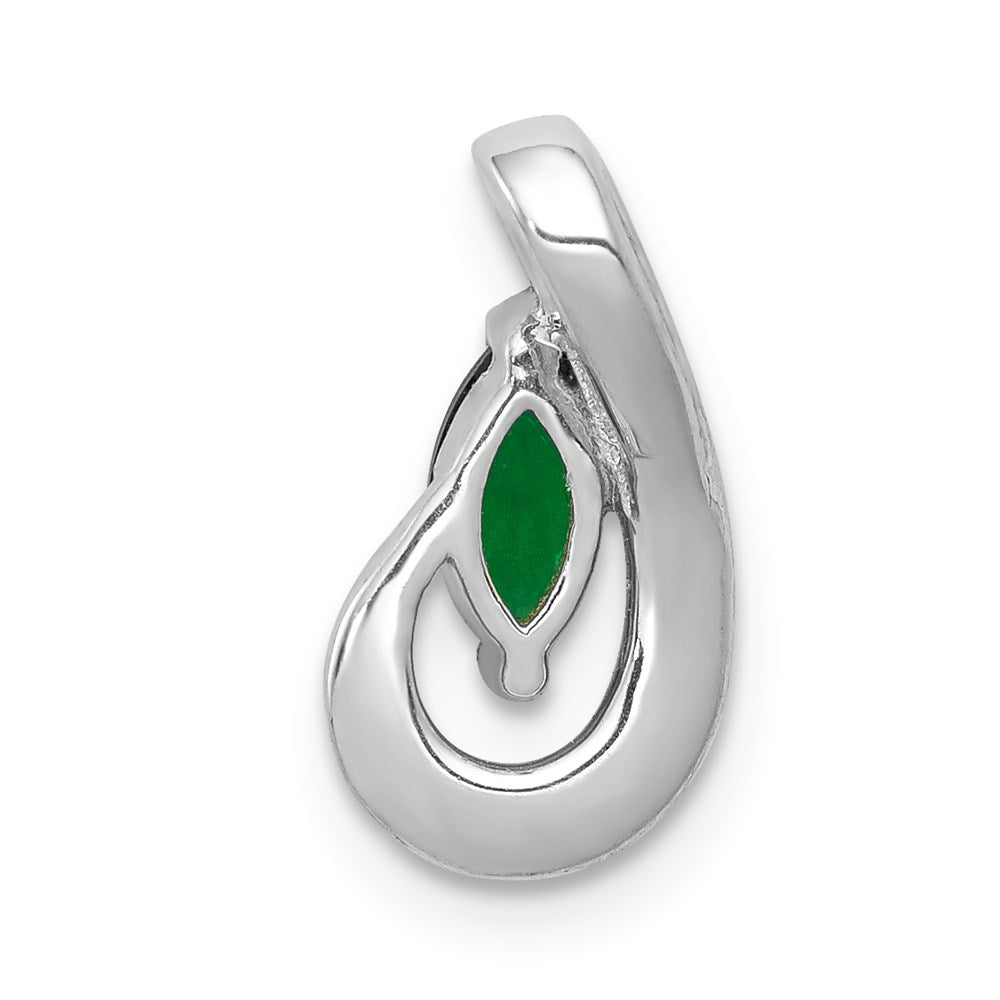 14k white gold teardrop real diamond and emerald pendant pm5282 em 005 wa