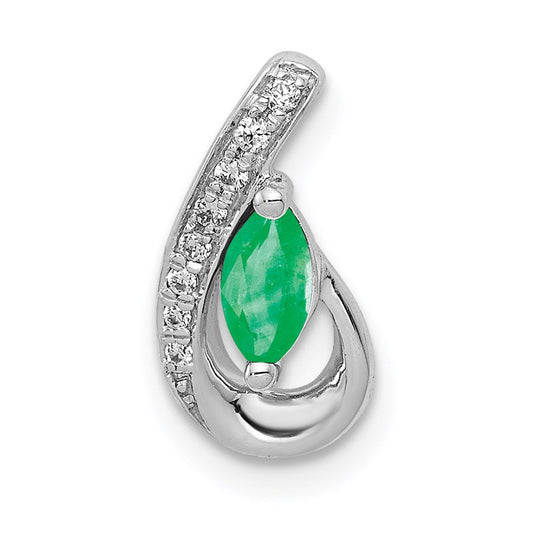 14k white gold teardrop real diamond and emerald pendant pm5282 em 005 wa