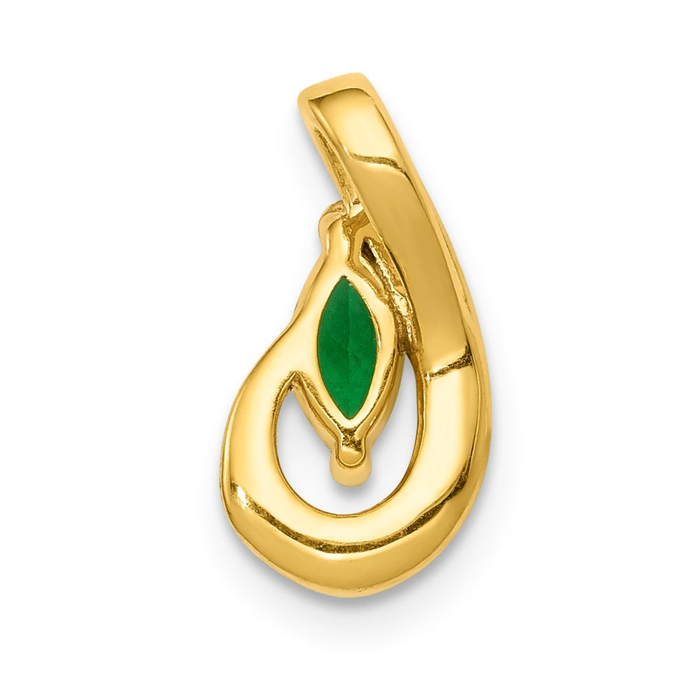 14k yellow gold teardrop real diamond and emerald pendant pm5282 em 005 ya