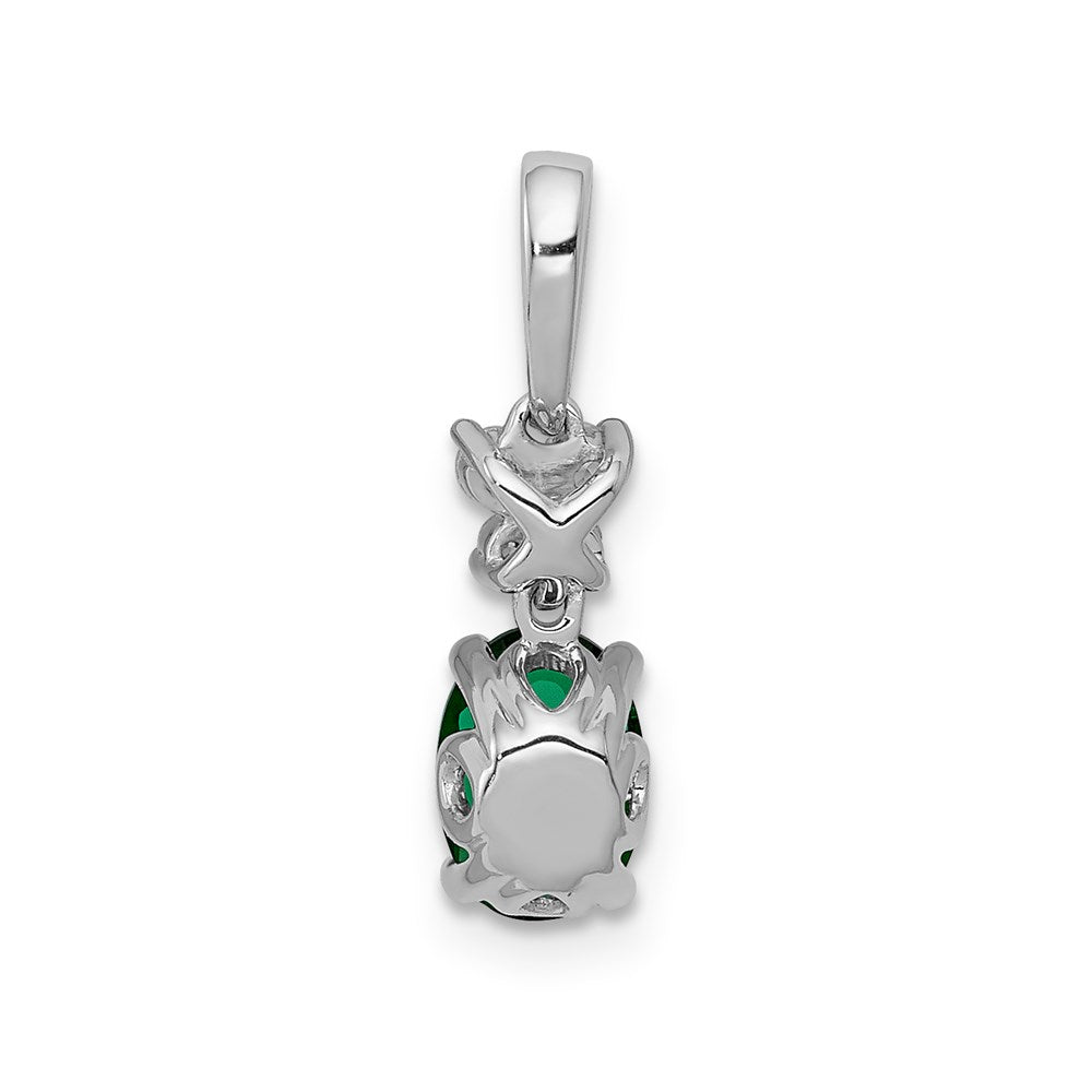 14k white gold real diamond and oval emerald pendant pm5286 em 008 wa