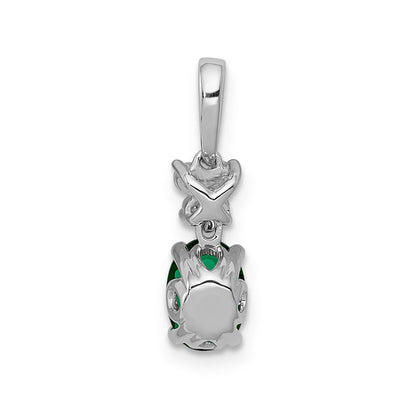 14k white gold real diamond and oval emerald pendant pm5286 em 008 wa