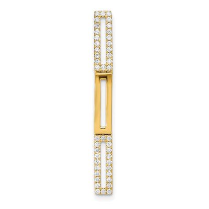14k yellow gold polished rectangle link real diamond chain slide pendant pm6852 022 ya