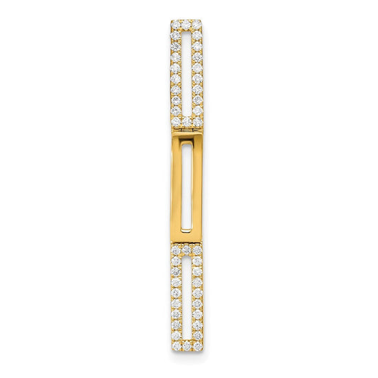 14k yellow gold polished rectangle link real diamond chain slide pendant pm6852 022 ya