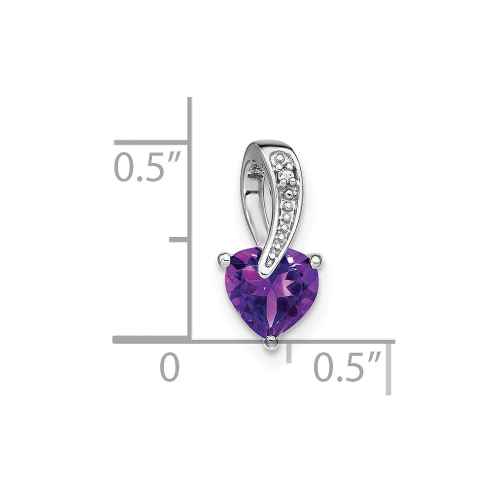14k white gold amethyst and real diamond heart pendant pm7009 am 001 wa