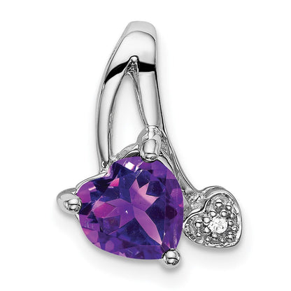 14k white gold amethyst and real diamond heart pendant pm7010 am 001 wa