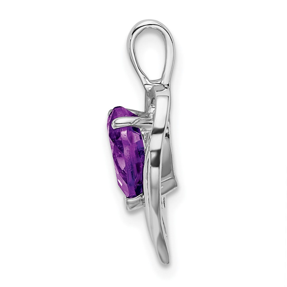 14k white gold amethyst and real diamond heart pendant pm7015 am 001 wa