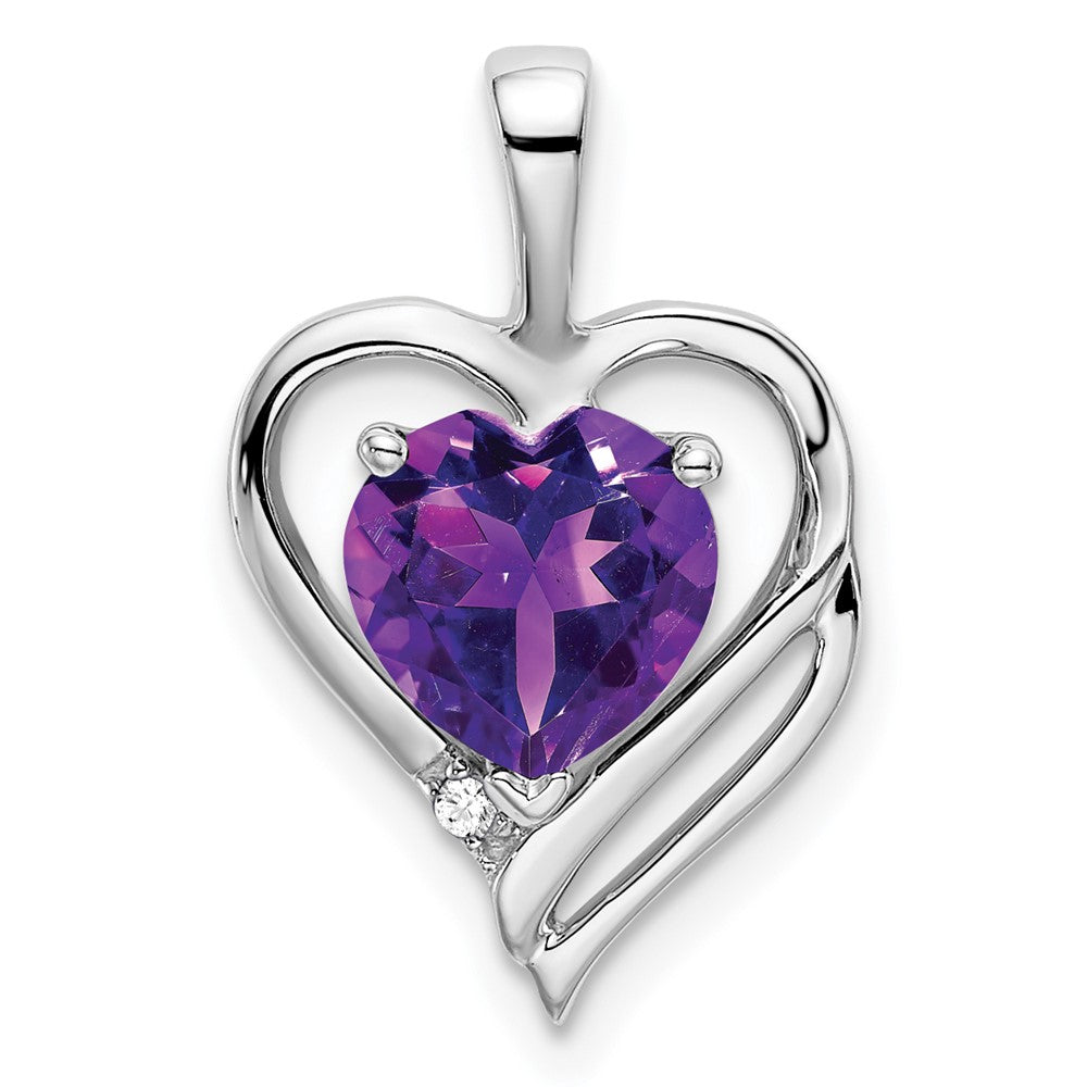 14k white gold amethyst and real diamond heart pendant pm7015 am 001 wa