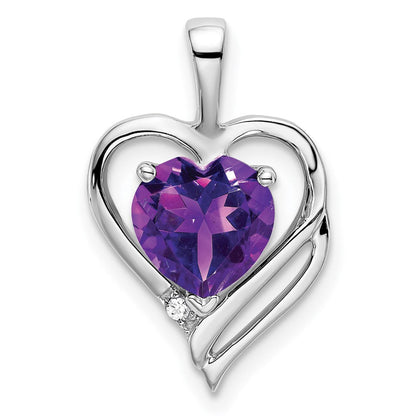 14k white gold amethyst and real diamond heart pendant pm7015 am 001 wa