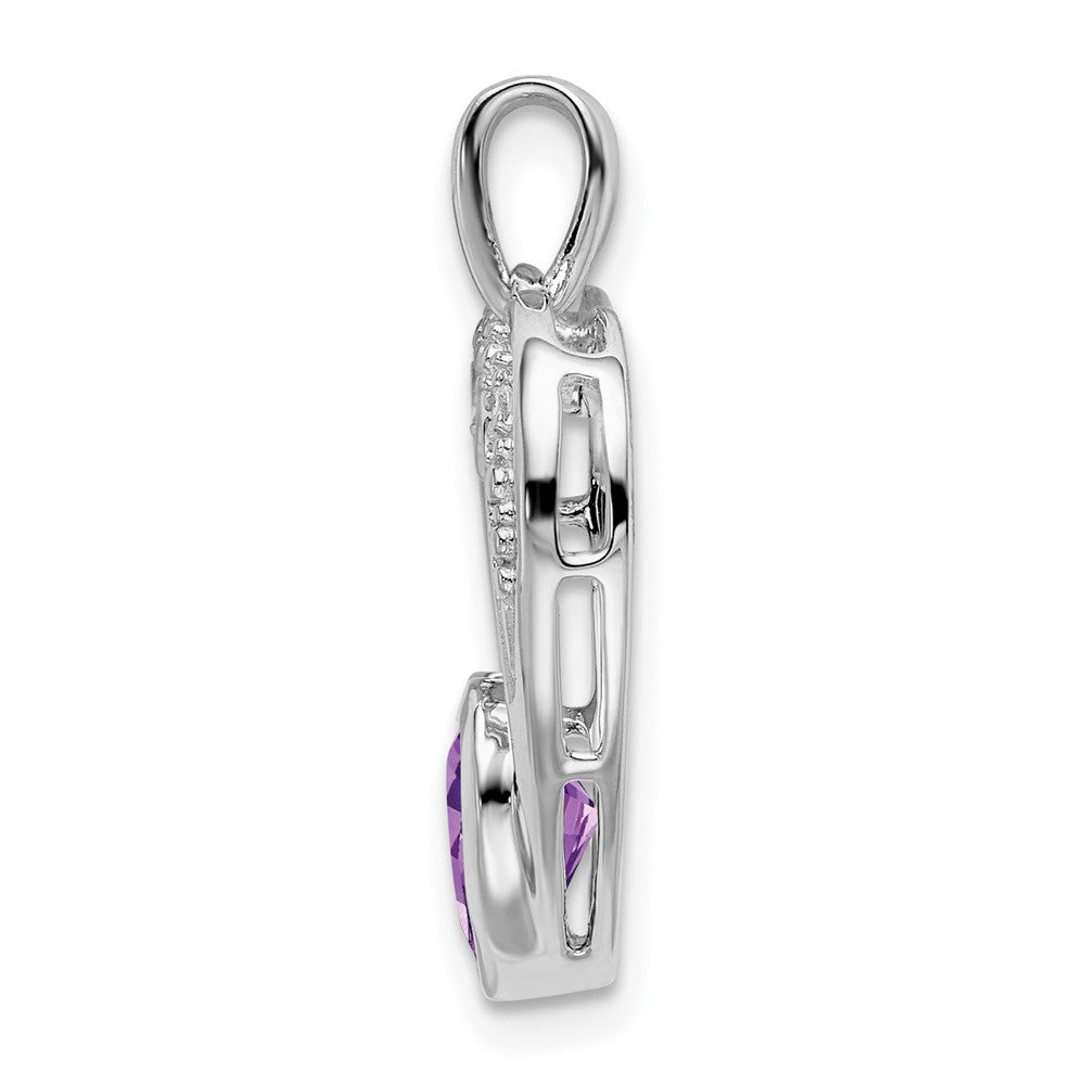14k white gold amethyst and real diamond heart pendant pm7019 am 002 wa