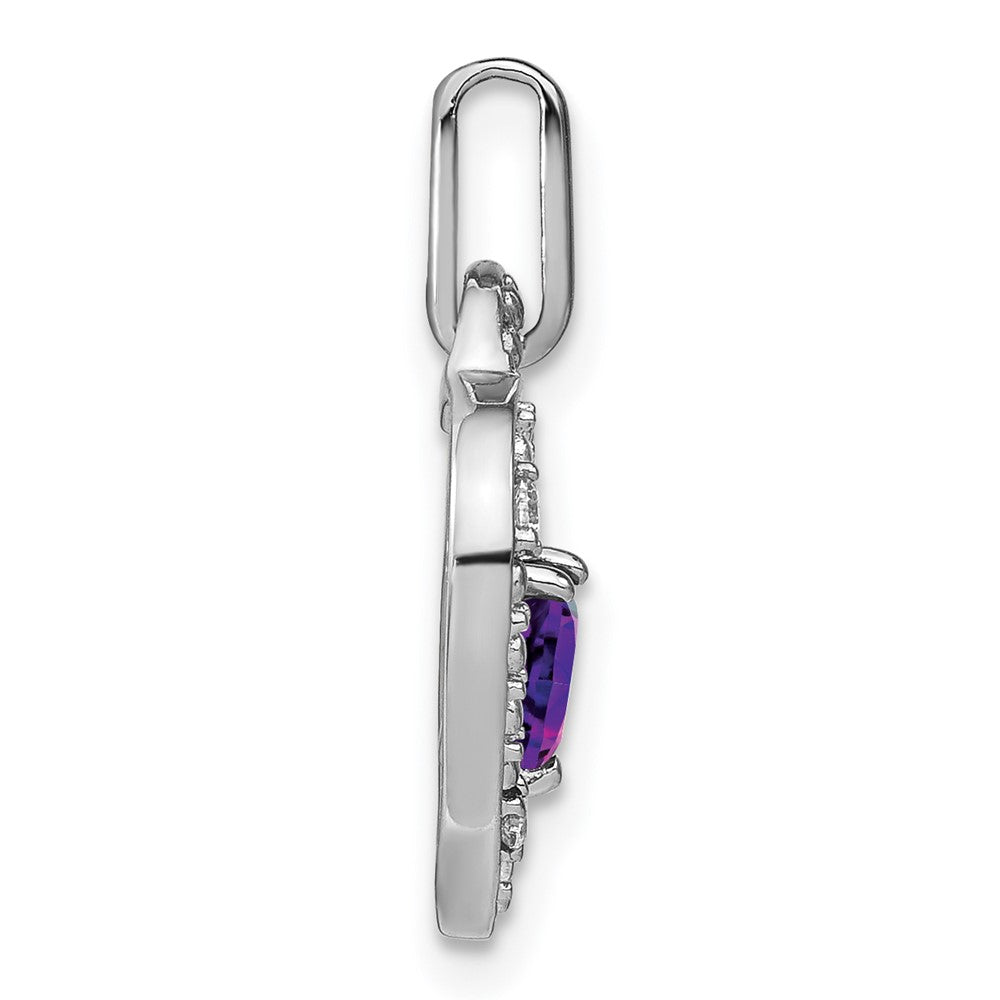 14k white gold amethyst and real diamond heart pendant pm7022 am 005 wa