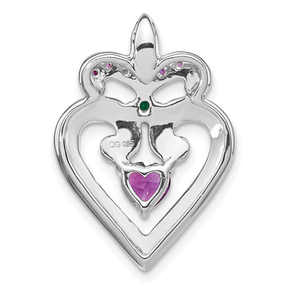 sterling silver amethyst cr emerald pendant pm7026 am cem ss
