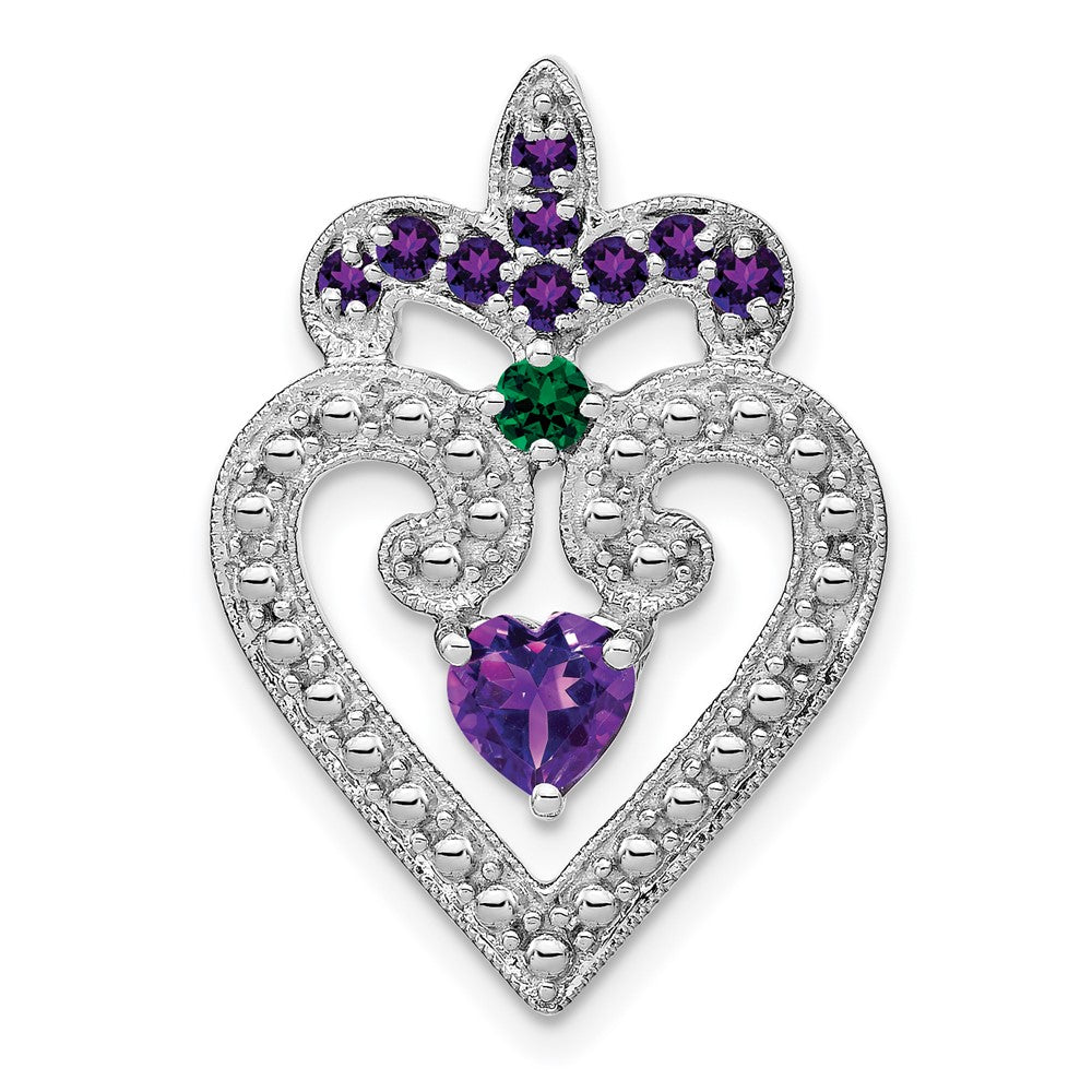 sterling silver amethyst cr emerald pendant pm7026 am cem ss