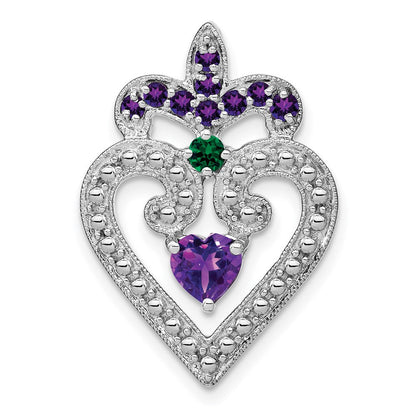 sterling silver amethyst cr emerald pendant pm7026 am cem ss