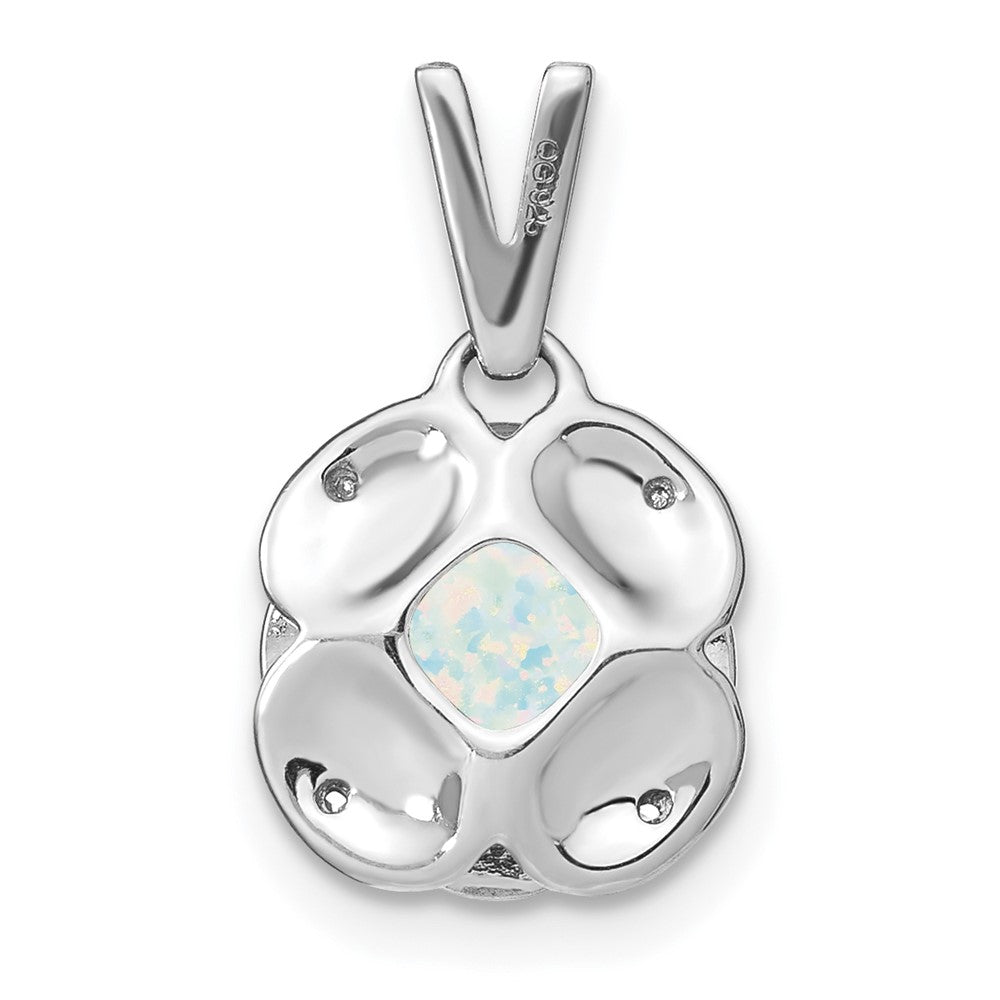 14k white gold cushion created opal and real diamond pendant pm7037 op 002 wa