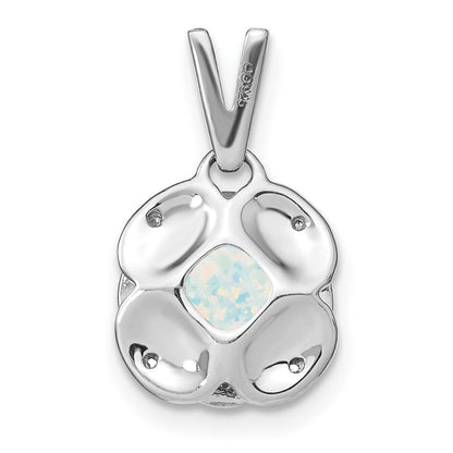 14k white gold cushion created opal and real diamond pendant pm7037 op 002 wa