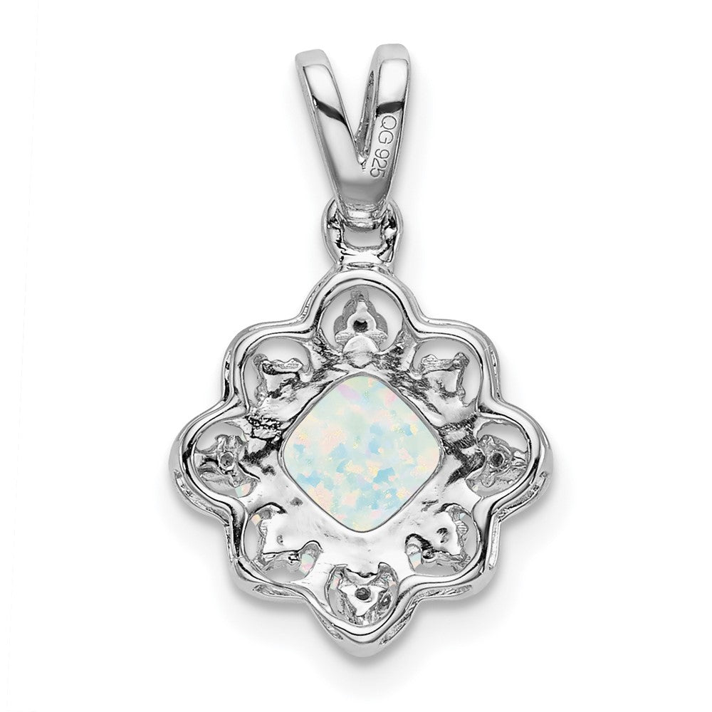 14k white gold created opal and real diamond scalloped pendant pm7047 op 004 wa
