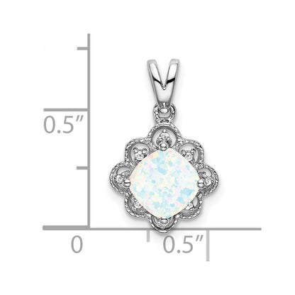 14k white gold created opal and real diamond scalloped pendant pm7047 op 004 wa