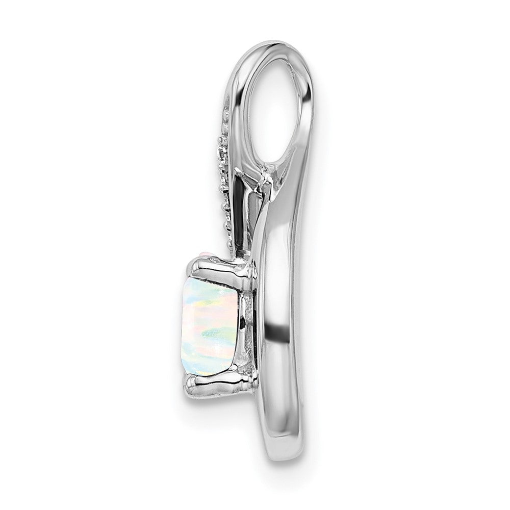 14k white gold created opal and real diamond pendant pm7056 op 003 wa