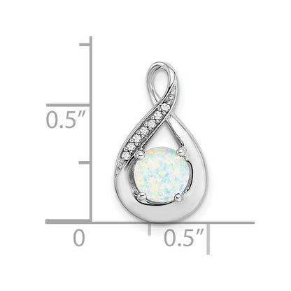 14k white gold created opal and real diamond pendant pm7056 op 003 wa
