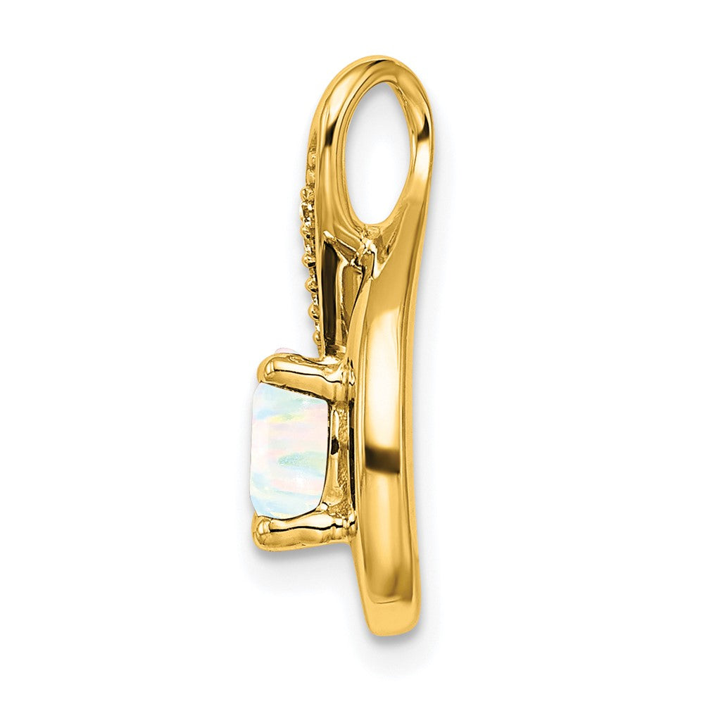 14k yellow gold created opal and real diamond pendant pm7056 op 003 ya