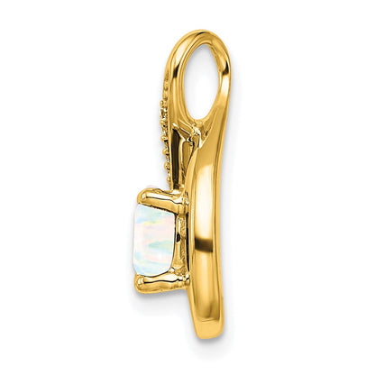 14k yellow gold created opal and real diamond pendant pm7056 op 003 ya
