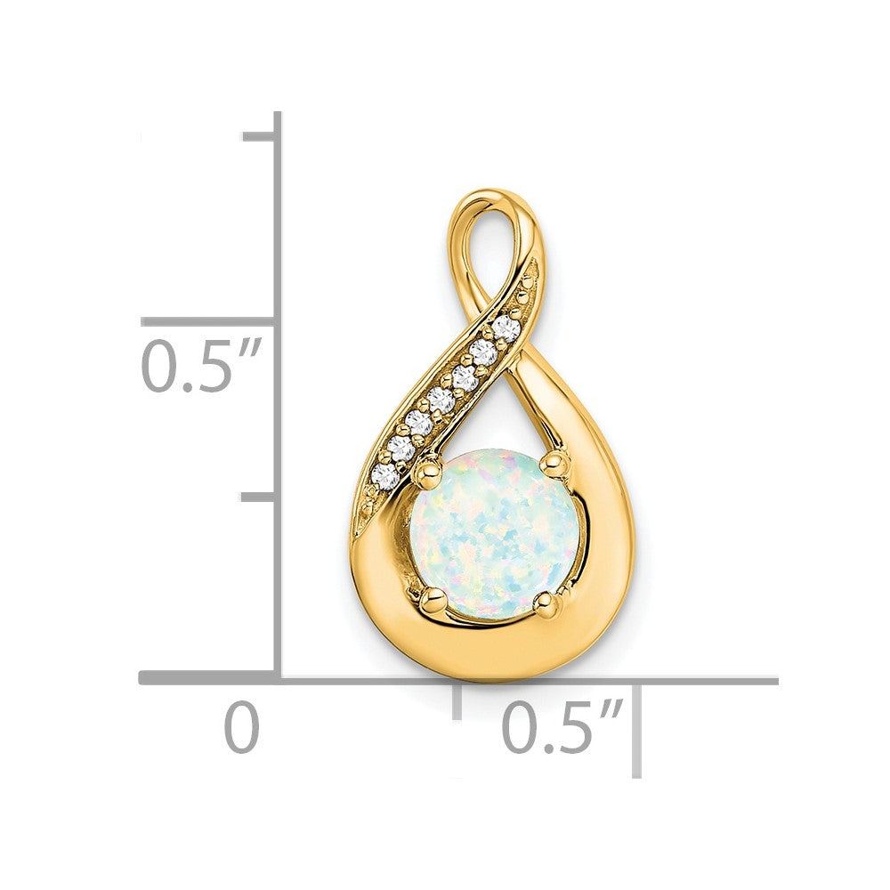 14k yellow gold created opal and real diamond pendant pm7056 op 003 ya