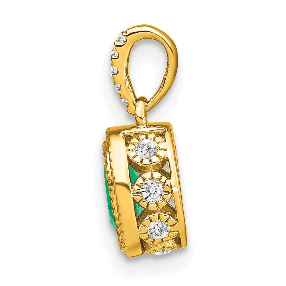 14k yellow gold oval emerald and real diamond pendant pm7093 em 011 ya