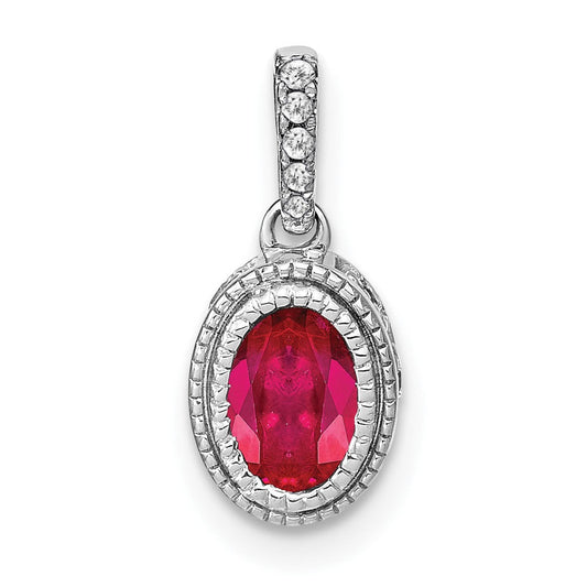 14k white gold oval ruby and real diamond pendant pm7093 ru 011 wa