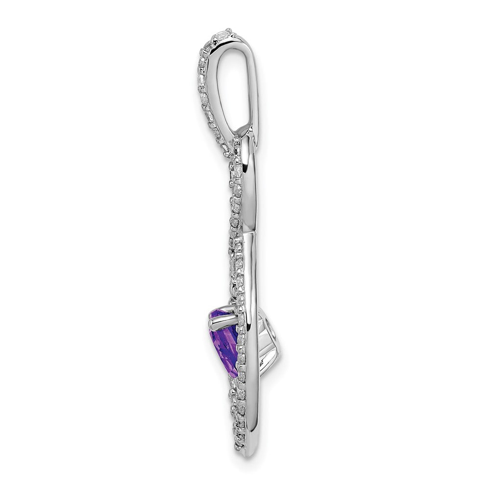 14k white gold amethyst and real diamond pendant pm7111 am 039 wa