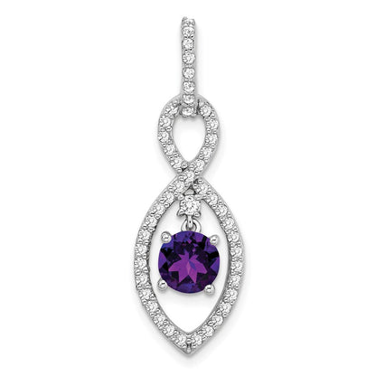 14k white gold amethyst and real diamond pendant pm7111 am 039 wa