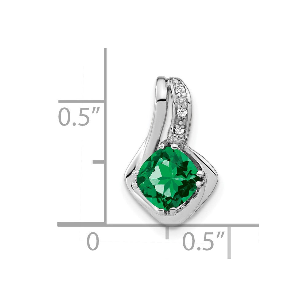 14k white gold created emerald and real diamond pendant pm7117 em 002 wa