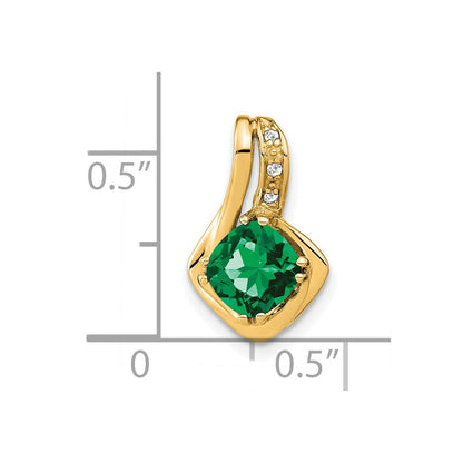 14k yellow gold created emerald and real diamond pendant pm7117 em 002 ya